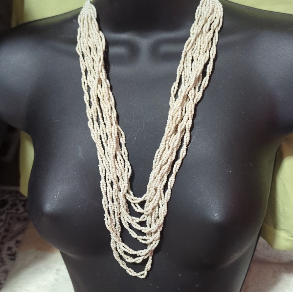 Vintage Cream Multi-Strand Necklace 26 Inches
